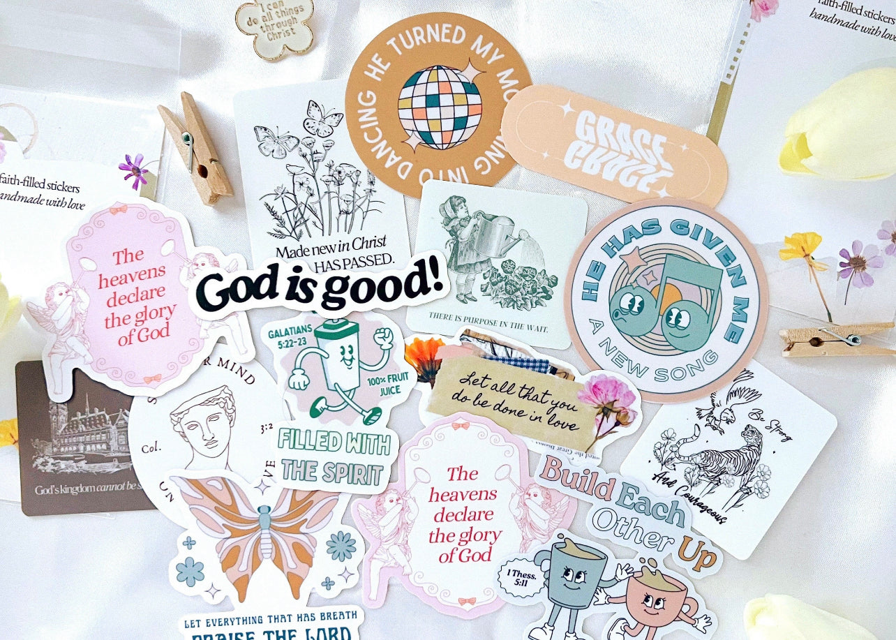meliandolive build your own Christian sticker pack cute aesthetic trendy faith waterproof vinyl Bible verse