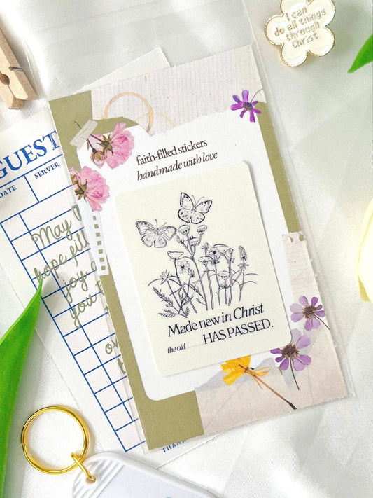 meliandolive made new in Christ sticker cute aesthetic trendy faith boho waterproof vinyl Bible verse