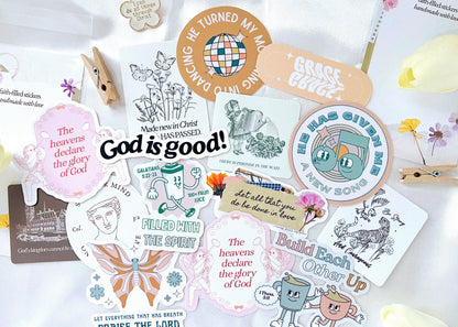 meliandolive build your own Christian sticker pack cute aesthetic trendy faith waterproof vinyl Bible verse
