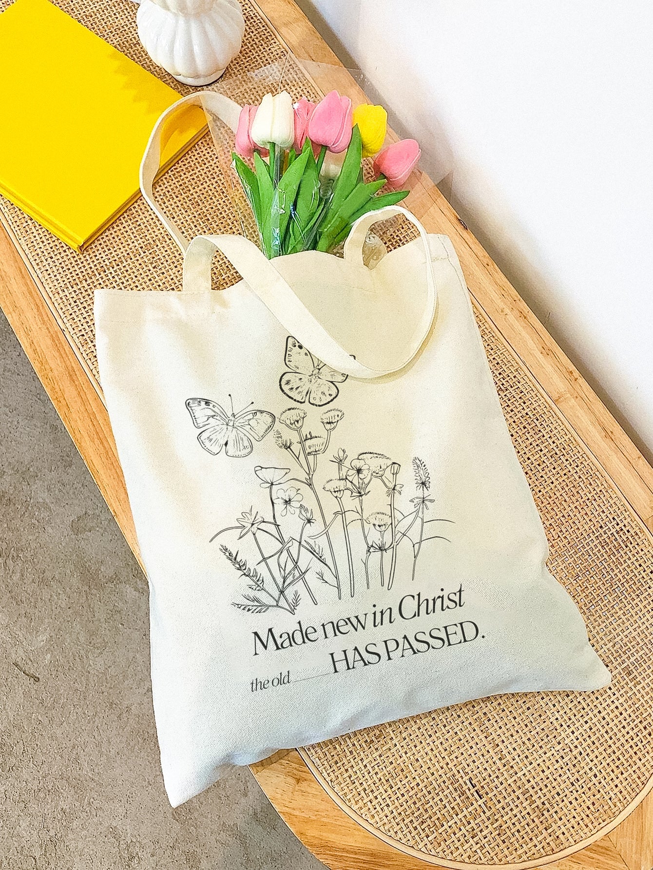 meliandolive Christian tote bag trendy aesthetic Bible verse quote tote Christian girl gift