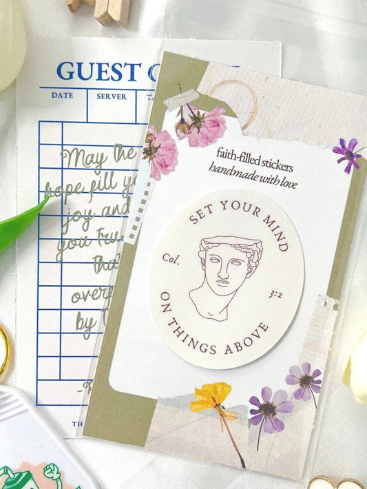 meliandolive set your mind on things above sticker aesthetic trendy faith waterproof vinyl Bible verse